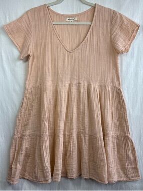 Rip Curl Peach-Pink Tiered Mini Dress